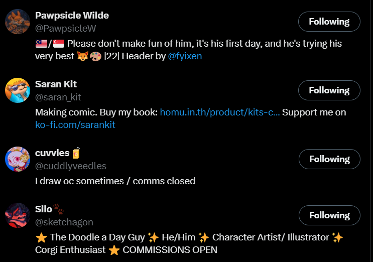 推特追蹤列表介面